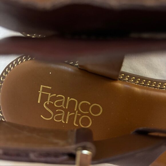 Franco Sarto Glenni Dark Brown Leather Strappy Thong Slingback Sandal Size 7M - Picture 8 of 11